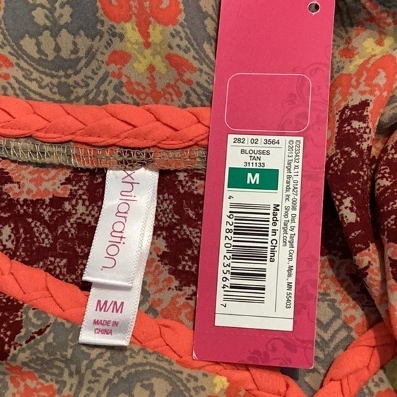 Xhilaration Top Size M Multicolor Blouse Boho Chevron - Picture 5 of 6